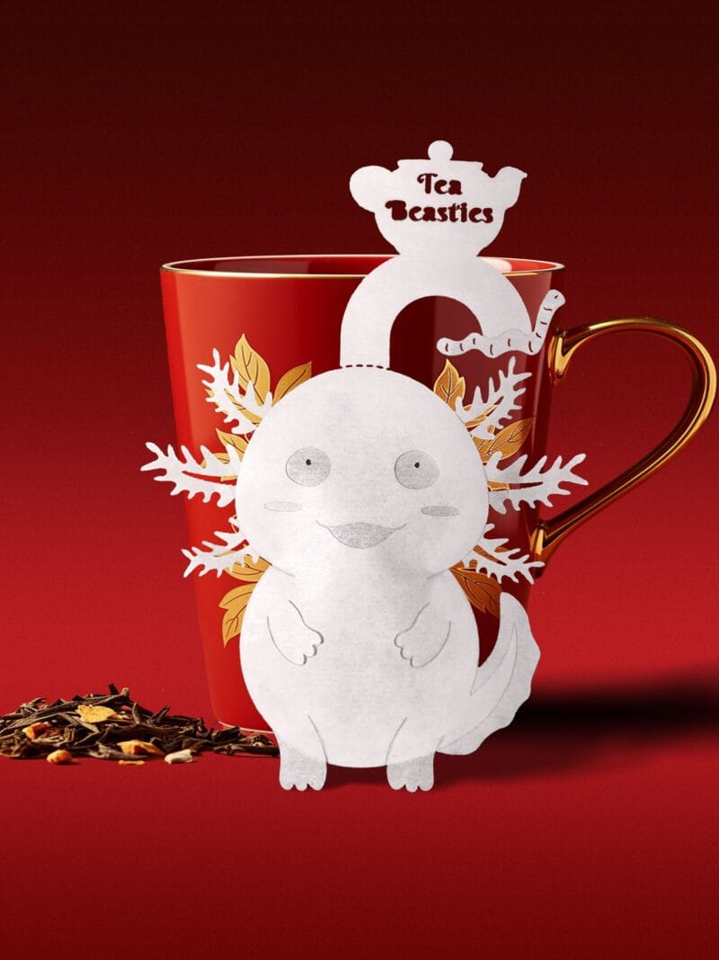 Axolotl Shaped Handmade Custom Tea Bag