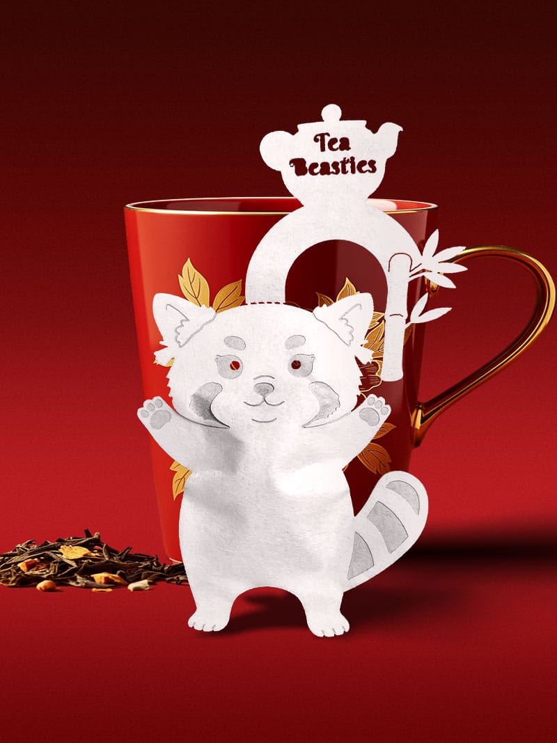 Red Panda Shaped Handmade Tea Bag