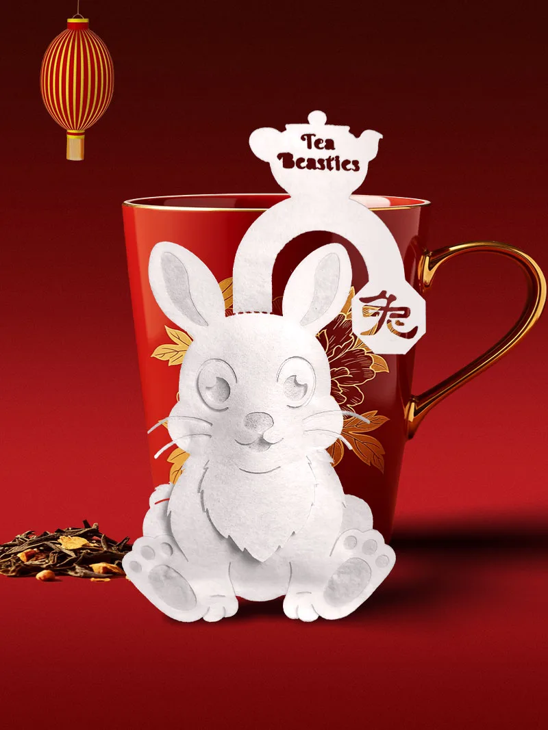 Oriental Rabbit 兔 Shaped Handmade Custom Tea Bag