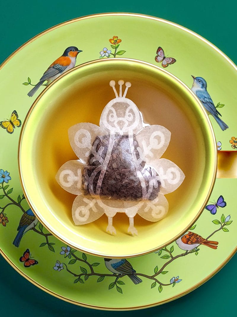 Alternative view of Peacock Diya Light Handmade Custom Tea Bag