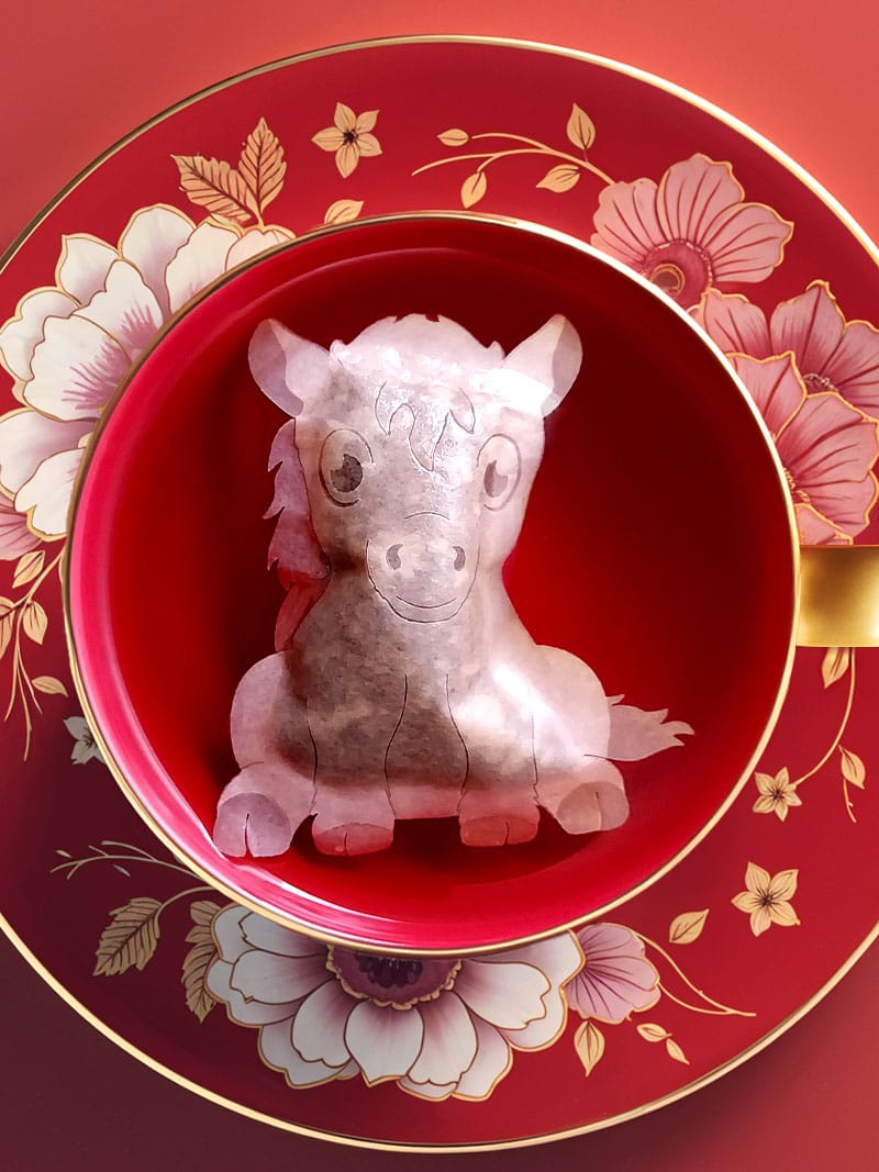 Alternative view of Chinese New Year Horse Sign 马年 Handmade Custom Tea Bag