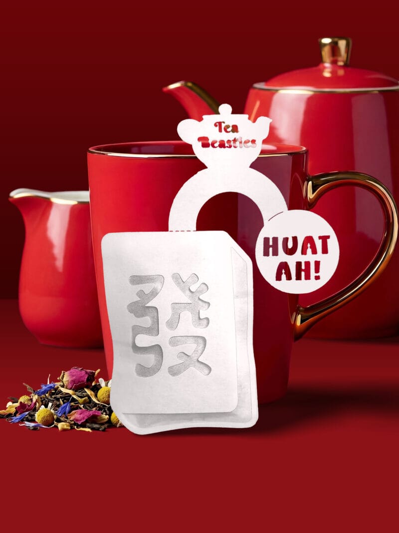 Alternative view of Auspicious Huat Ah 發 Mahjong Tile Shaped Handmade Tea Bag