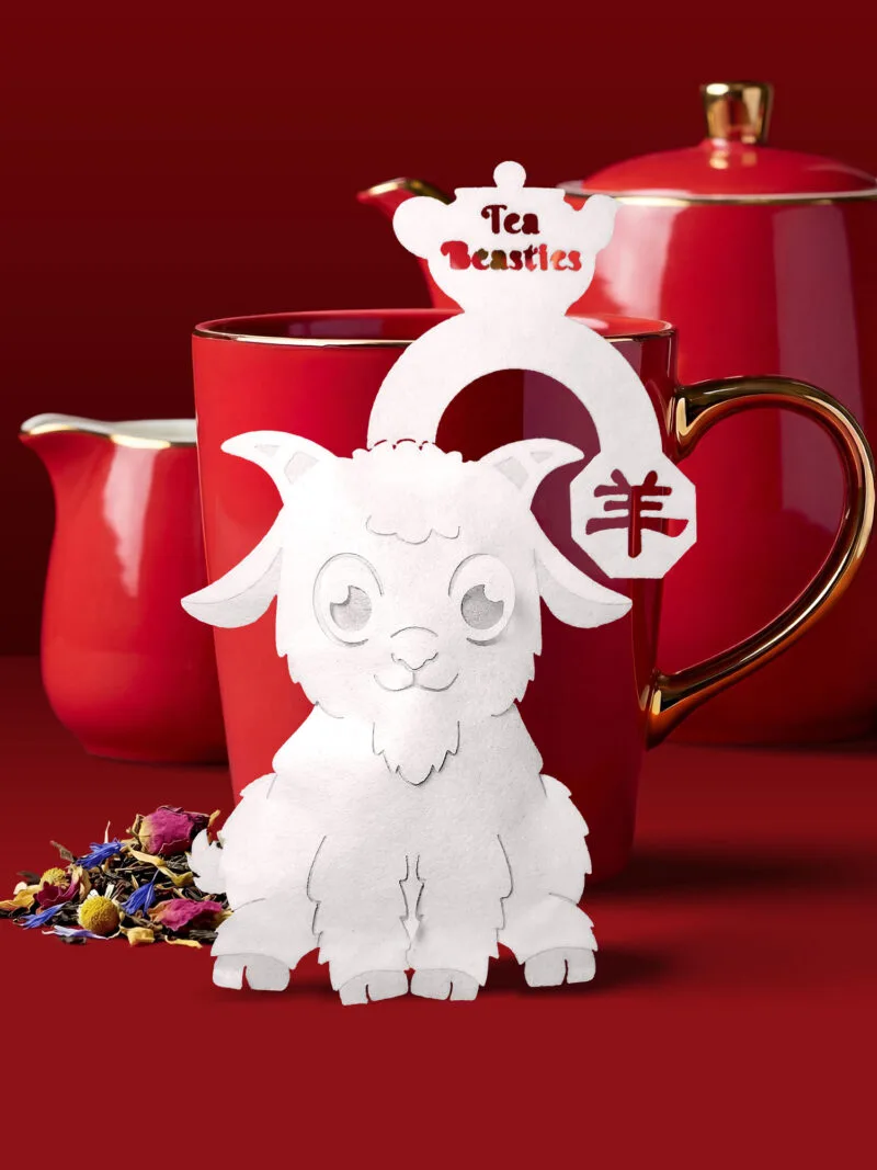 Alternative view of Chinese New Year Goat Sign 羊年 Handmade Custom Tea Bag