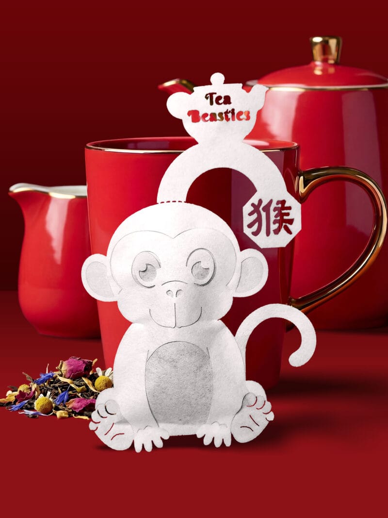 Alternative view of Chinese New Year Monkey Sign 猴年 Handmade Custom Tea Bag
