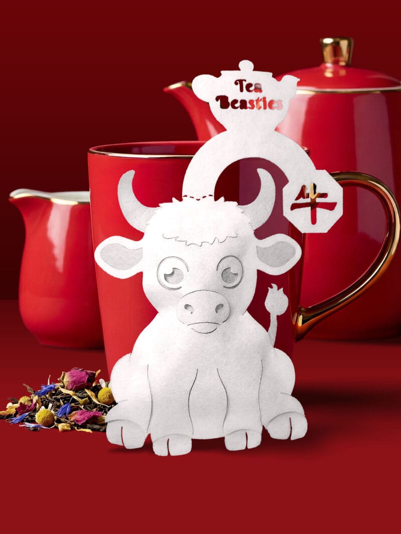 Alternative view of Chinese New Year Ox Sign 牛年 Handmade Custom Tea Bag