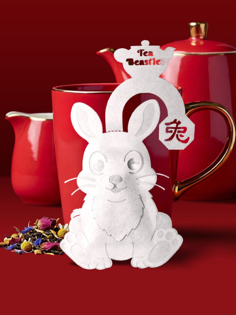 Alternative view of Mid-Autmn Chinese New Year Rabbit Sign 兔年 Handmade Custom Tea Bag