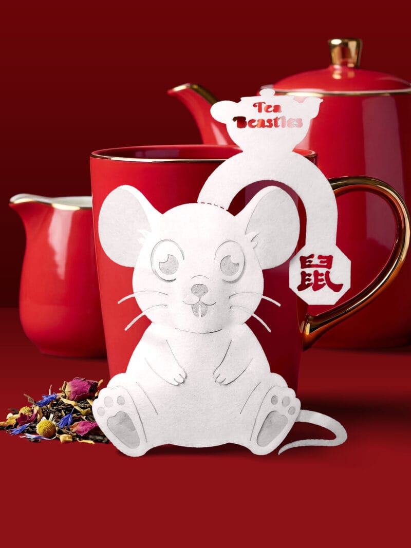 Alternative view of Chinese New Year Rat Sign 鼠年 Handmade Custom Tea Bag