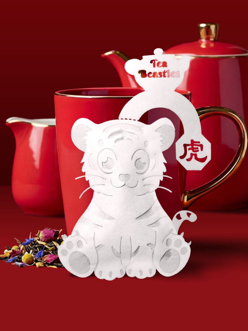 Alternative view of Chinese New Year Tiger Sign 虎年 Handmade Custom Tea Bag