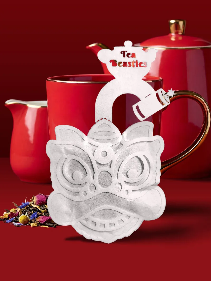 Alternative view of Oriental Lion Dance Head 舞狮头 Handmade Tea Bag