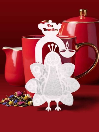 Alternative view of Peacock Diya Light Handmade Custom Tea Bag