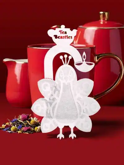 Alternative view of Peacock Diya Light Handmade Custom Tea Bag