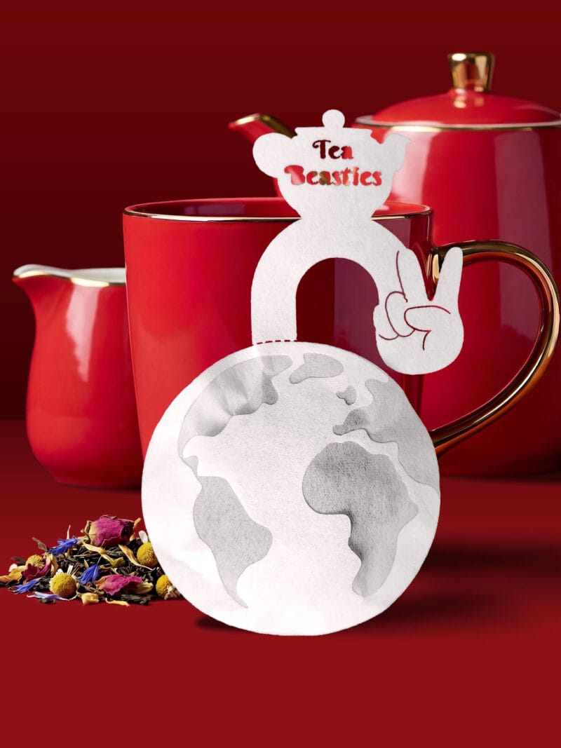 Alternative view of World Peace Earth Globe Handmade Custom Tea Bag