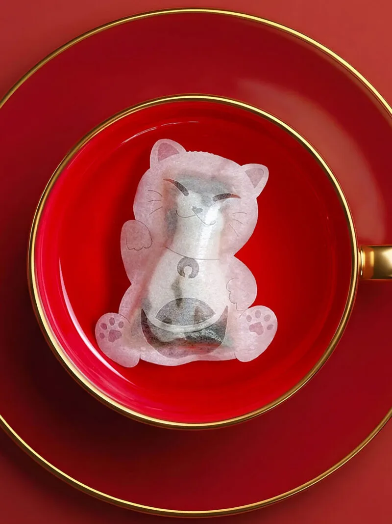 Chinese New Year Fortune Cat 招财猫 Handmade Custom Tea Bag