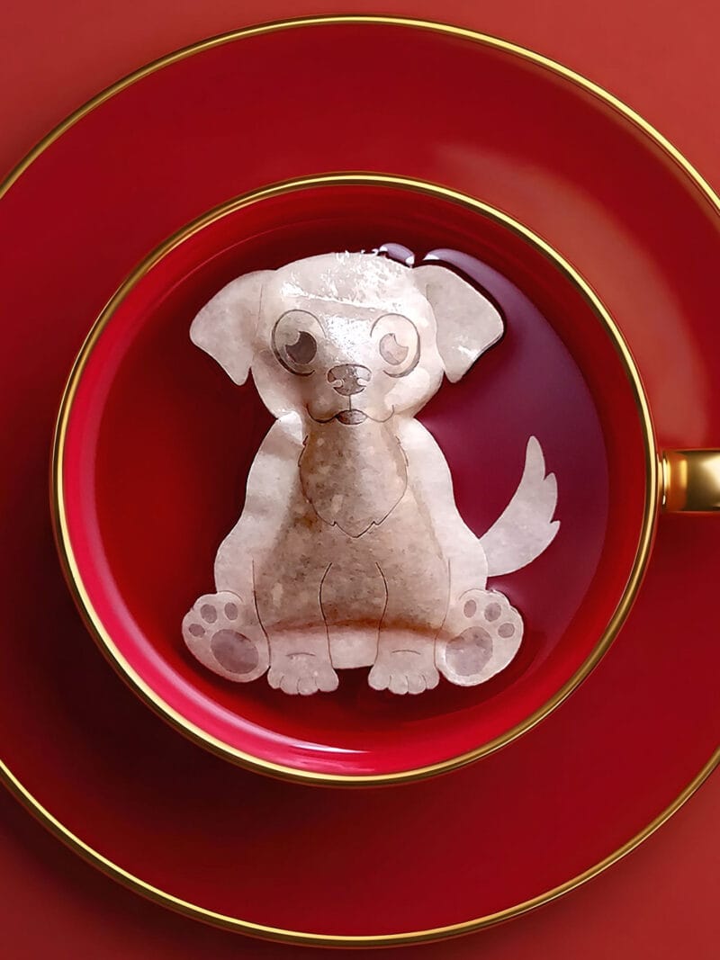 Chinese New Year Dog Sign 狗年 Handmade Custom Tea Bag