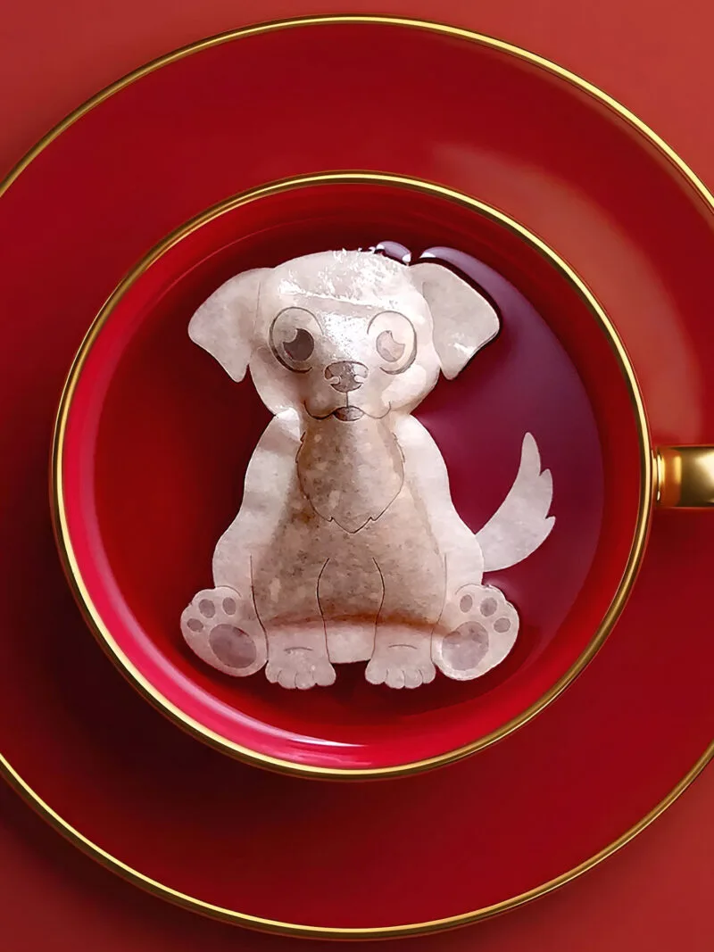 Chinese New Year Dog Sign 狗年 Handmade Custom Tea Bag