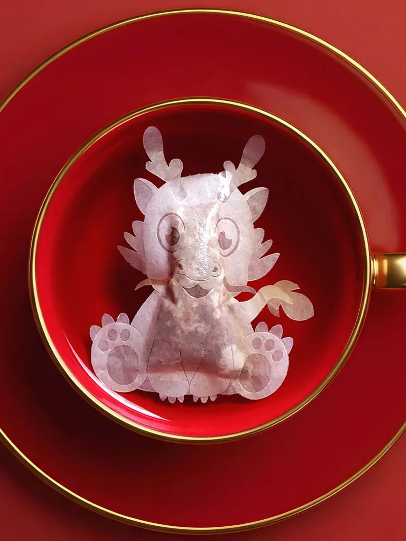 Chinese New Year Dragon Sign 龙年 Handmade Custom Tea Bag