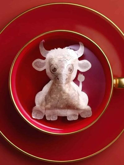 Chinese New Year Ox Sign 牛年 Handmade Custom Tea Bag