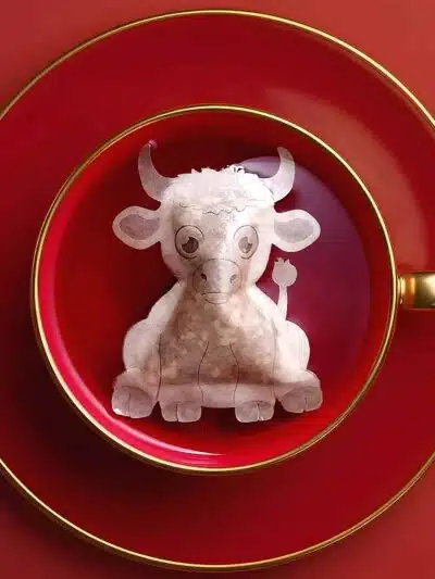 Chinese New Year Ox Sign 牛年 Handmade Custom Tea Bag