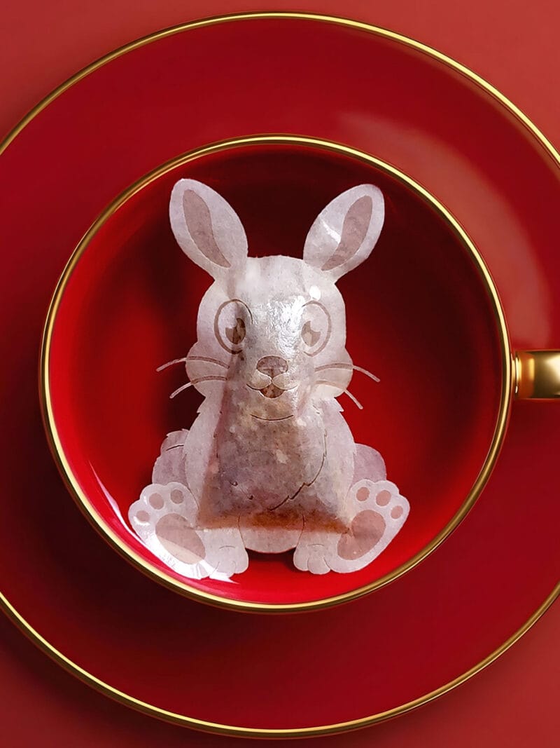 Mid-Autmn Chinese New Year Rabbit Sign 兔年 Handmade Custom Tea Bag
