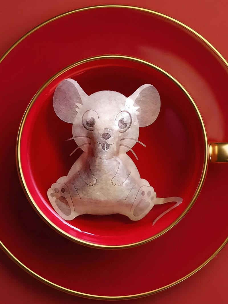 Chinese New Year Rat Sign 鼠年 Handmade Custom Tea Bag