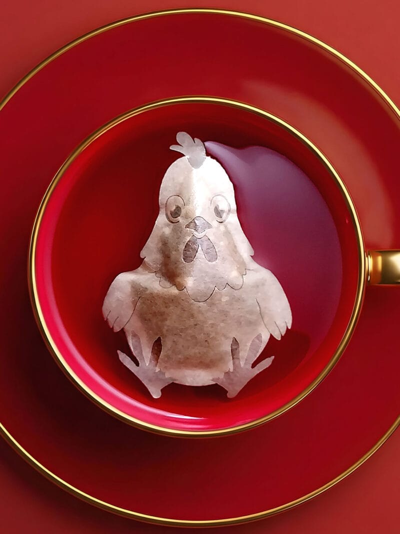 Chinese New Year Rooster Sign 鸡年 Handmade Custom Tea Bag