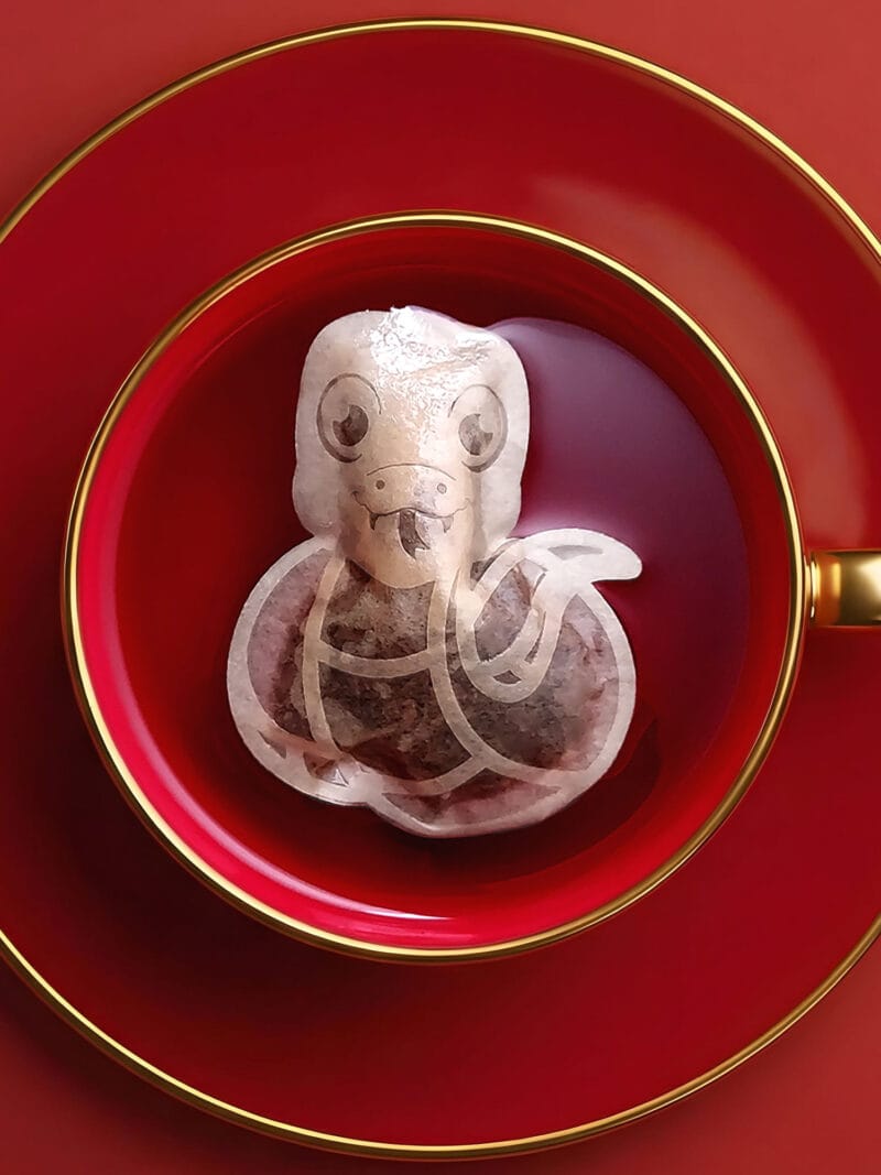 Chinese New Year Snake Sign 蛇年 Handmade Custom Tea Bag