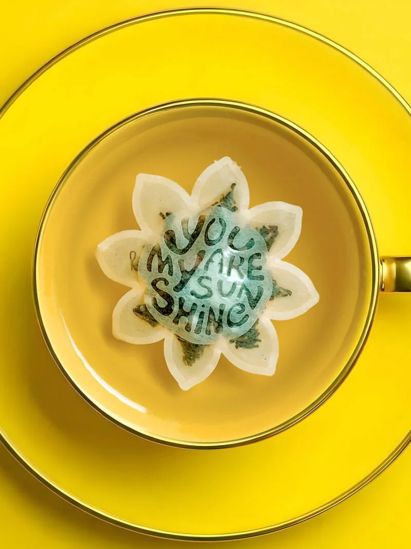 You're My Sunshine Sunflower Shaped Custom Tea Bag