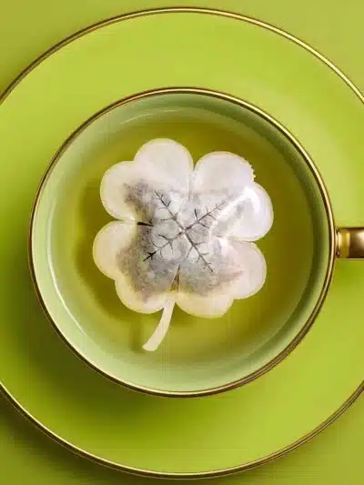 Lucky Four Leaf Clover Good Luck Handmade Custom Tea Bag