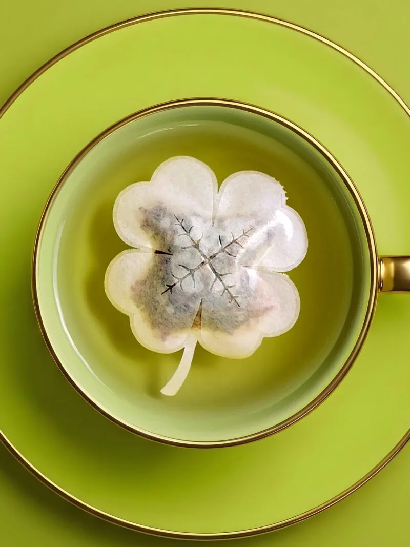 Lucky Four Leaf Clover Good Luck Handmade Custom Tea Bag