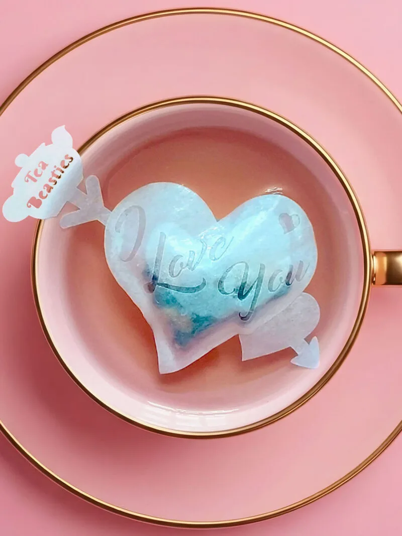 I Love You Heart Shaped Handmade Custom Tea Bag