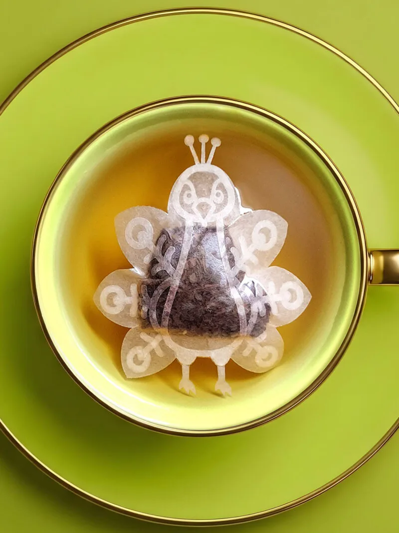 Peacock Diya Light Handmade Custom Tea Bag