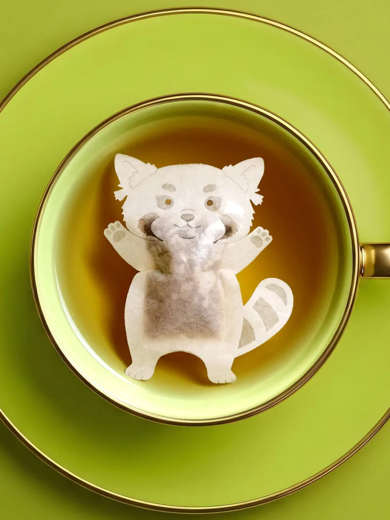 Red Panda Shaped Handmade Tea Bag