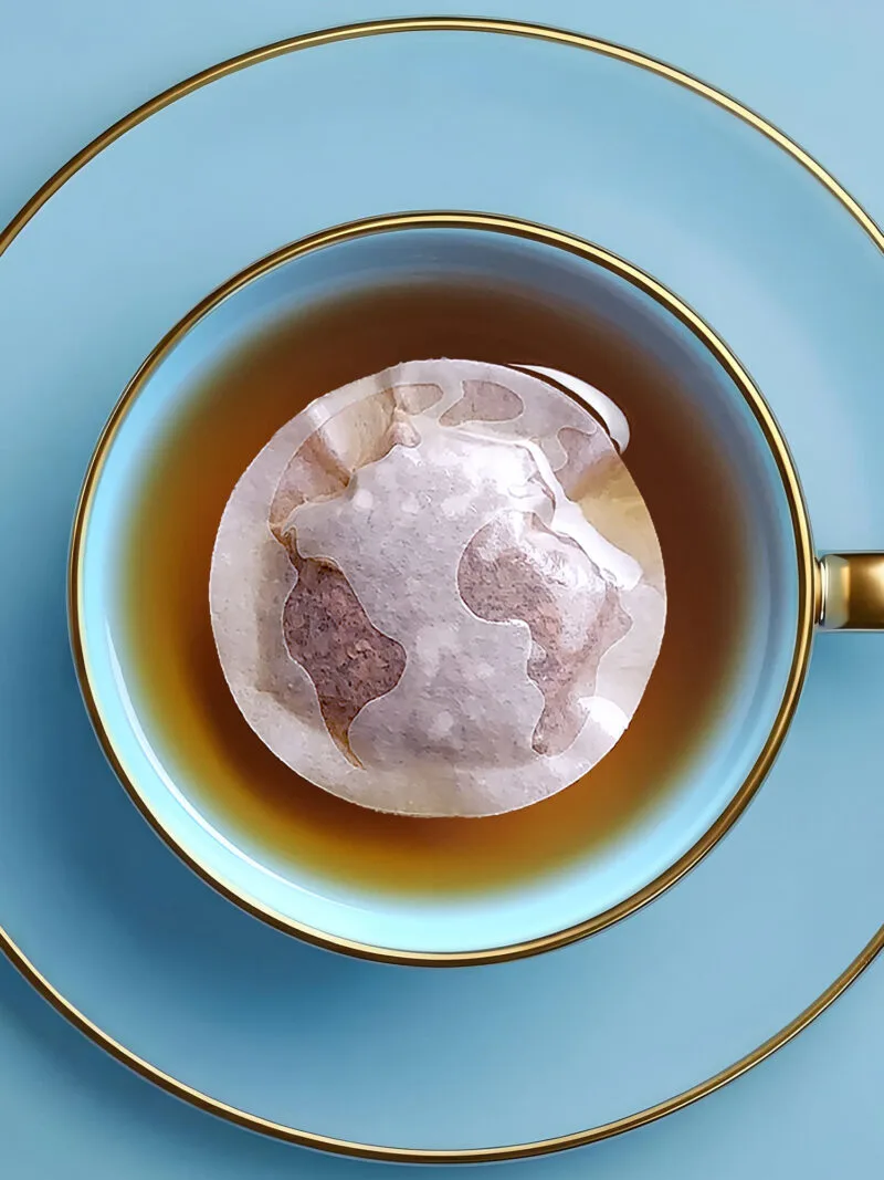 World Peace Earth Globe Handmade Custom Tea Bag