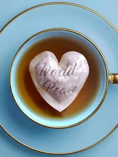 World Peace Message Handmade Custom Tea Bag