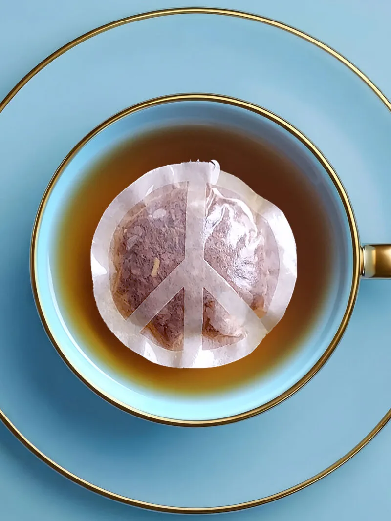 World Peace Symbol Handmade Custom Tea Bag