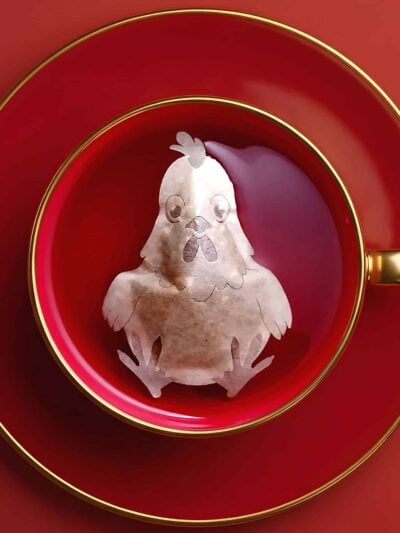 Chinese New Year Rooster Sign 鸡年 Handmade Custom Tea Bag