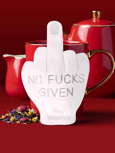 Alternative view of Middle Finger “No Fucks Given” Handmade Custom Tea Bag